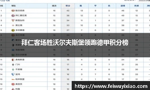 拜仁客场胜沃尔夫斯堡领跑德甲积分榜